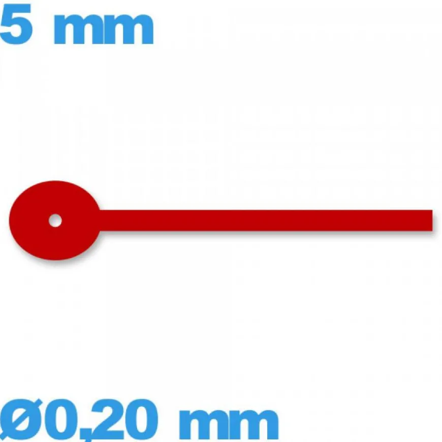 Aiguille rouge Ø0,20 mm longueur : 5mm sous-cadran