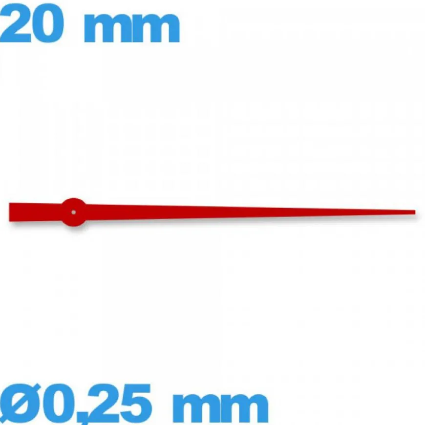 Aiguille rouge seule Ø0,25 mm long : 20 mm des secondes mouvement montre