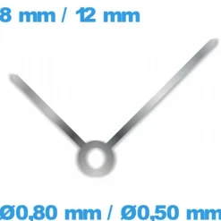 2 Aiguilles Argente pour Mouvement de Montre (Ø0,80 mm / Ø0,50 mm)