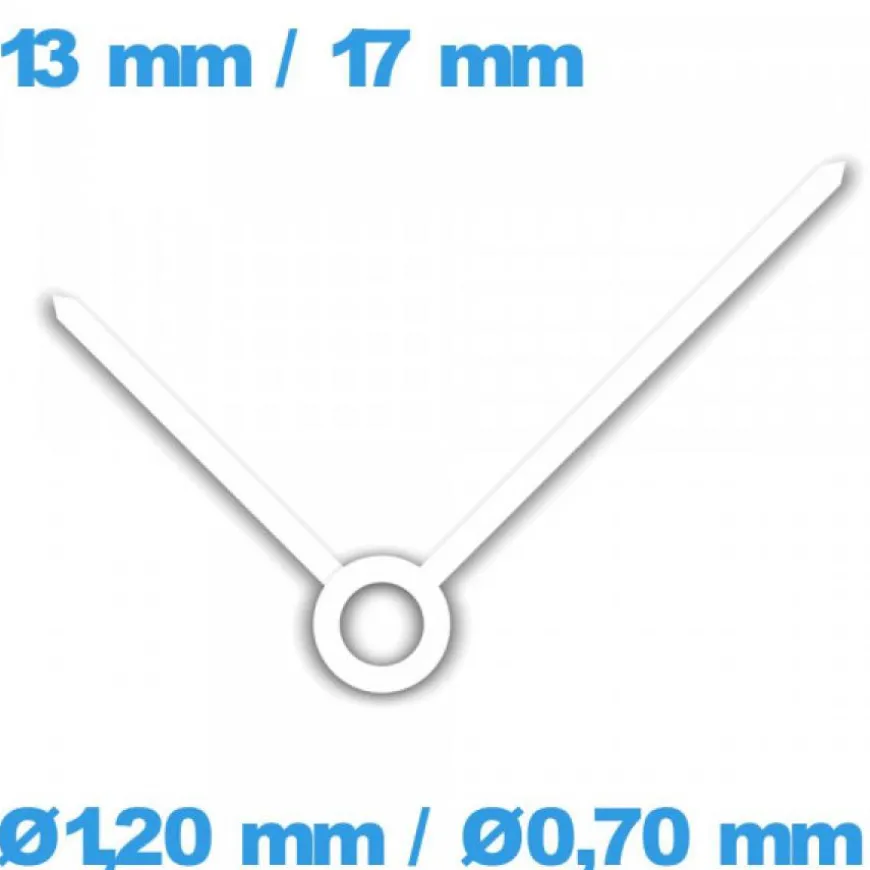 Aiguilles cadran central blanc pour mouvement montre (Ø1,20 mm / Ø0,70 mm)