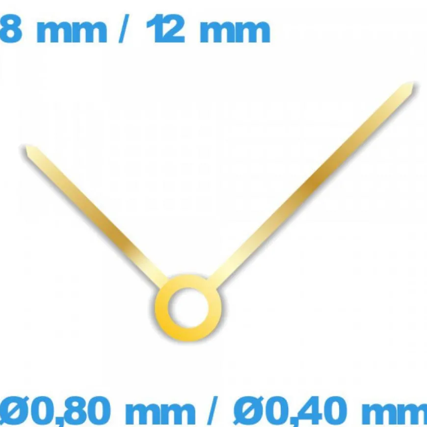 Aiguilles cadran central (Ø0,80 mm / Ø0,40 mm) de montre - doré