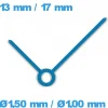 Aiguilles cadran principal (Ø1,50 mm / Ø1,00 mm) de mouvement  - bleu