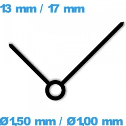 2 Aiguilles  cadran principal noir (Ø1,50 mm / Ø1,00 mm) pour mouvement