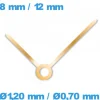 Aiguilles  doré rose (Ø1,20 mm / Ø0,70 mm) pour mouvement montre