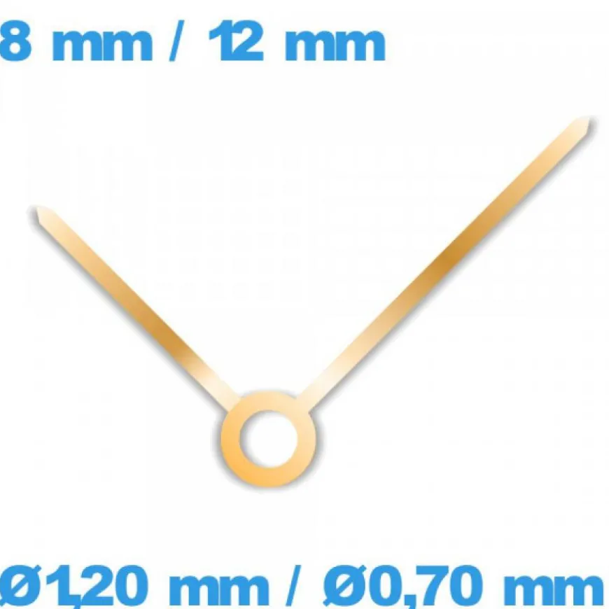 Aiguilles doré rose (Ø1,20 mm / Ø0,70 mm) pour mouvement montre