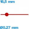 Aiguille (seconde) rouge mouvement montre à l'unité Suisse diam : 0,27mm   taille : 16.5mm
