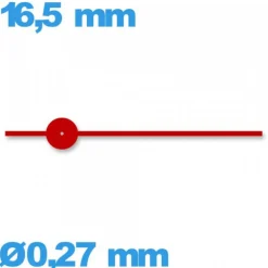Aiguille (seconde) rouge mouvement montre à l'unité Suisse diam : 0,27mm   taille : 16.5mm