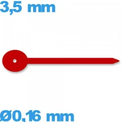 Aiguille seule  de montre rouge diam : 0,16 mm  long : 3,5mm  de sous-cadran