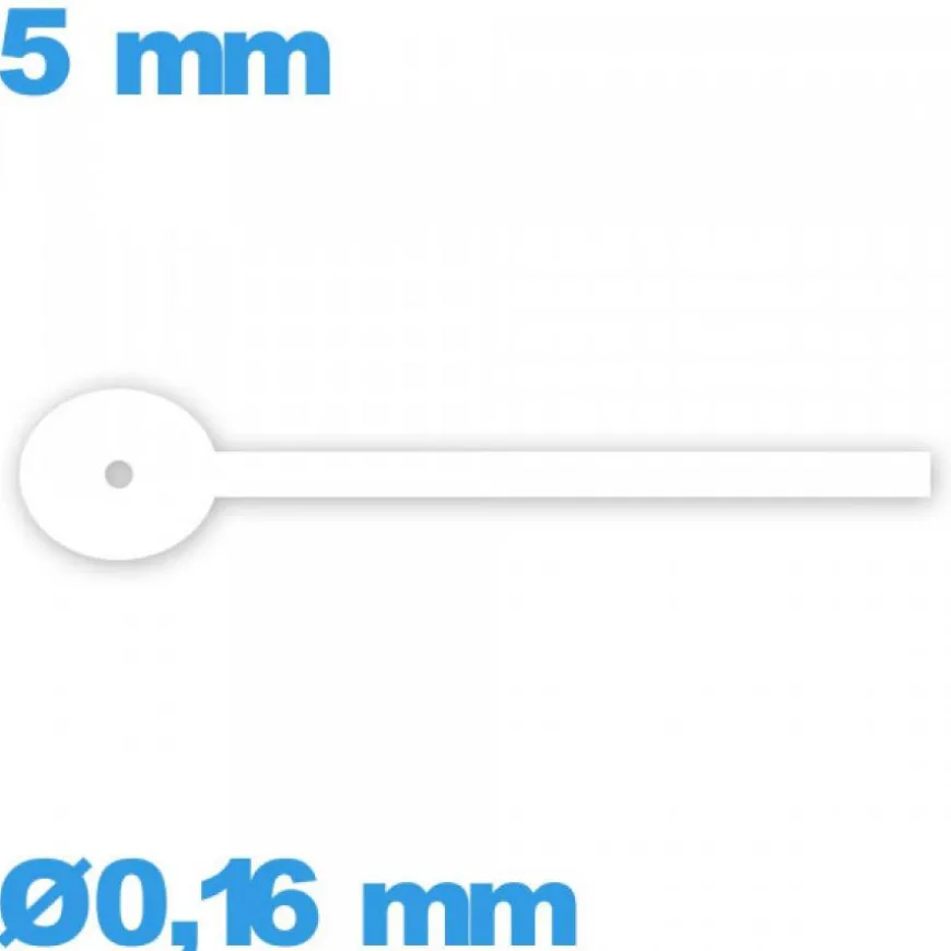 Aiguille seule de mouvement montre blanc diam : 0,16 mm taille : 5 mm de sous-cadran