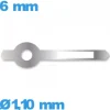 Aiguille seule   lumineuse argenté  Ø1,10 mm longueur : 6 mm Horotec cadran principal des heures - Suisse