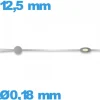 Aiguille seule  montre luminescente argenté  Ø0,18 mm longueur : 12,5mm de marque Horotec des secondes Suisse