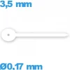 Aiguille seule mouvement de montre blanc  Ø0,17 mm  taille : 3,5 mm de sous-cadran -