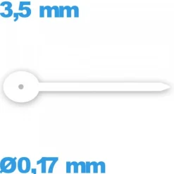 Aiguille seule mouvement de montre blanc  Ø0,17 mm  taille : 3,5 mm de sous-cadran -