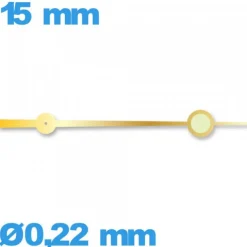 Aiguille seule mouvement de montre phosphorescente doré diamètre : 0,22mm long : 15 mm  marque Horotec cadran principal (seconde