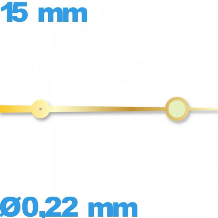 Aiguille seule mouvement de montre phosphorescente doré diamètre : 0,22mm long : 15 mm marque Horotec cadran principal (seconde