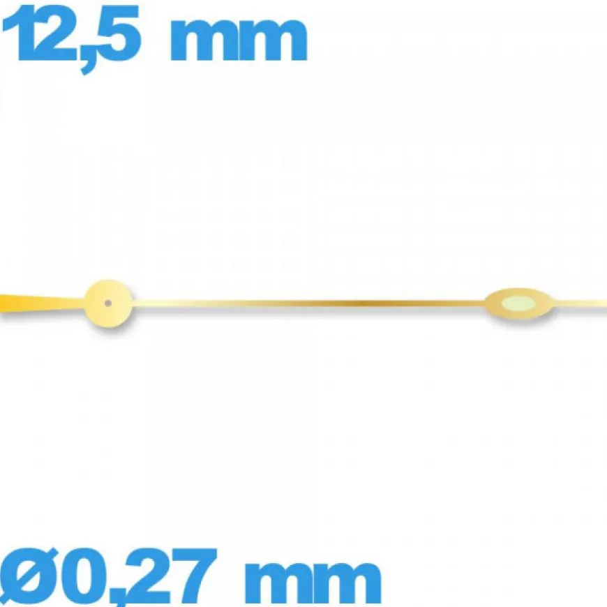 Aiguille seule mouvement luminescente doré longueur : 12,5 mm Horotec des secondes Suisse
