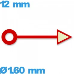 Aiguille seule mouvement  rouge  long : 12mm  (heure) -