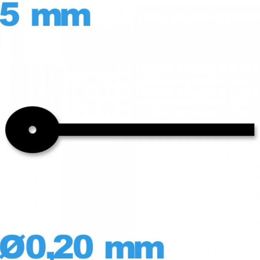 Aiguille seule noir Ø0,20 mm long : 5mm sous-cadran -