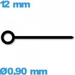 Aiguille seule pour mouvement de montre noir diamètre : 0,90 mm  taille : 12mm cadran central (minute)
