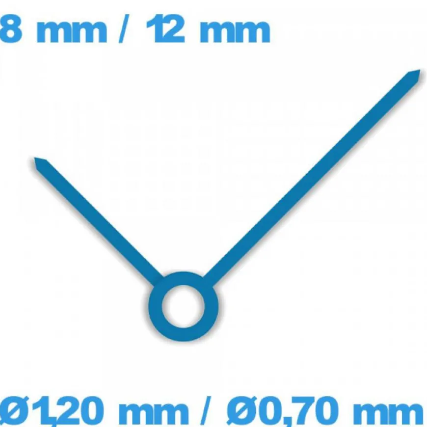 2 Aiguilles montre (Ø1,20 mm / Ø0,70 mm) bleu (Ø1,20 mm / Ø0,70 mm) cadran central