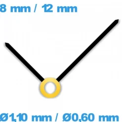 Aiguilles  noir et doré (Ø1,10 mm / Ø0,60 mm) pour mouvement