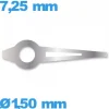 Aiguille Suisse diamètre : 1,50 mm  taille : 7.25mm lumineuse des heures argenté pour mouvement montre à l'unité Horotec
