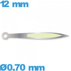 Aiguille Suisse  Ø0,70 mm longueur : 12 mm lumineuse (minute) argenté pour mouvement