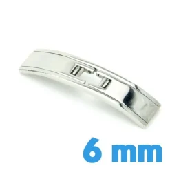 Attache argenté acier double deployant 6 mm pour bracelet métal de marque