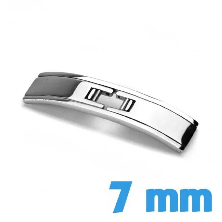 Attache argent acier double déployante 7 mm