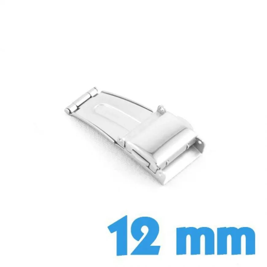 Attache 12 mm argent acier deployante bouton