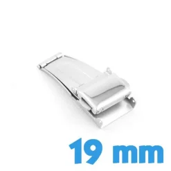 Attache 19 mm deployante argent acier avec bouton ouverture