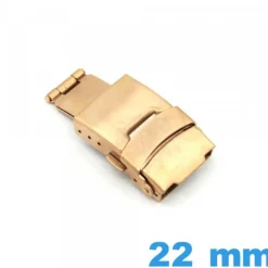 Attache 22 mm Or rose Acier déployant avec bouton ouverture