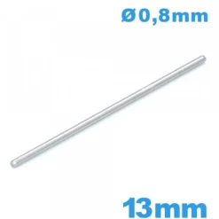 Barre goupille argentée 13 mm droite de bracelet