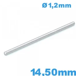 Barre goupille droite argentée 14,50 mm pour bracelet de montre acier inoxydable