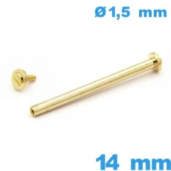 Barre 14 mm Doré  à rivet tubulaire à vis Doré  bracelet pour montre