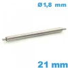 1 Barre à ressort  pour réparation bracelet montre 21 mm Non téléscopique épaulement simple diam : 1,8 mm qualité Suisse