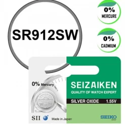 Batterie de montre Seizaiken (Seiko) SR912SW 1,55 V oxyde d'argent