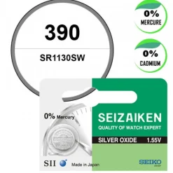 Batterie pour montre 390 1,55 V oxyde d'argent Seiko (Seizaiken)