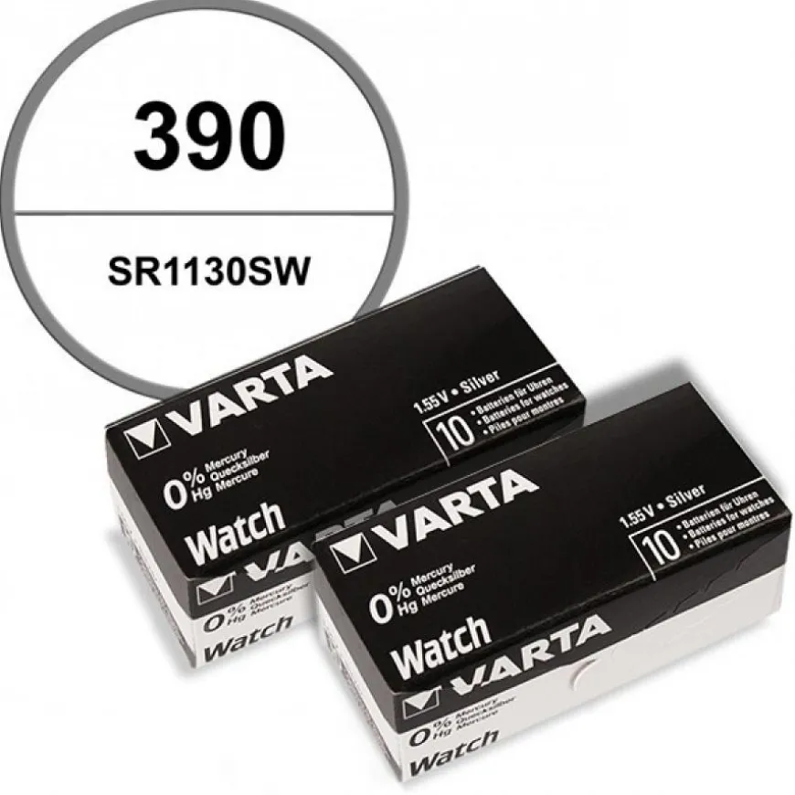 20 Batteries alcaline 1,55 V Varta 390 de montre