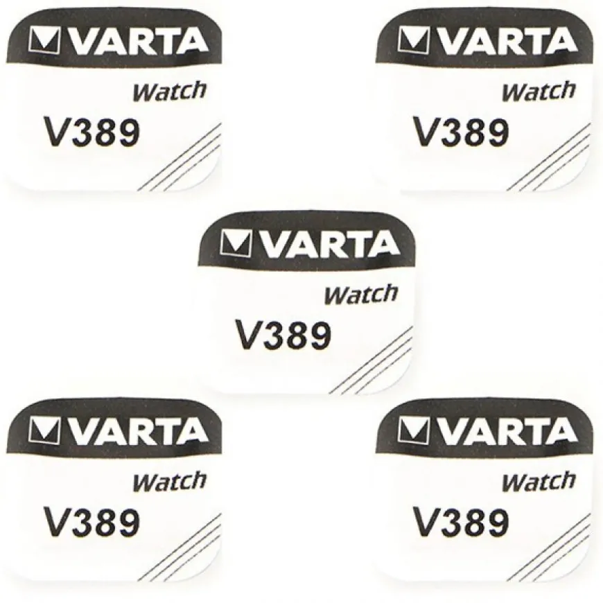 5 Batteries 1,55 V 389 alcaline Varta pour montre