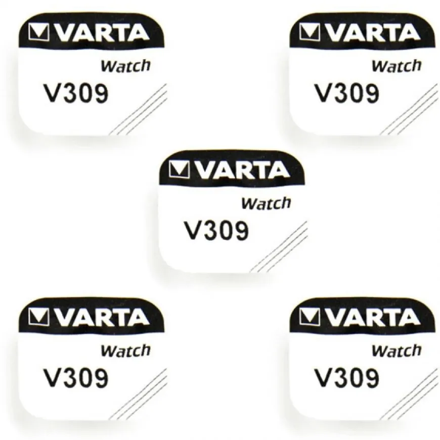 5 Batteries Varta 1,55 V alcaline 309 pour montre