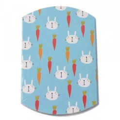 berlingot bleu ciel carton pour le plaisir d'offrir  motif animaux ( carotte, lapin, )