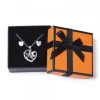 Boite Cadeau Noeud en Carton Orange et Noir 7,2 cm
