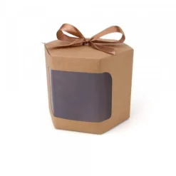 boîte marron carton avec vitre pour un anniversaire