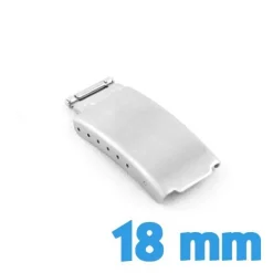 Boucle 18 mm argent acier déployante brossé