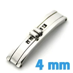 Boucle 4 mm double déployante argentée