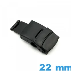 Boucle 22 mm déployant Noir Acier bouton
