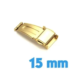 Boucle or déployante 15 mm acier avec bouton ouverture