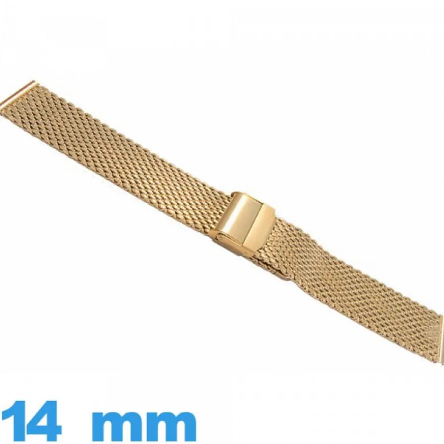 Bracelet acier doré pour montre 14mm MESH tressé