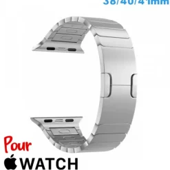 Bracelet Acier inoxydable Argente 38 mm montre Apple Watch